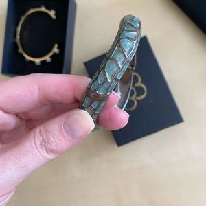 Handmade Turquoise and Brass Bangle Bracelet